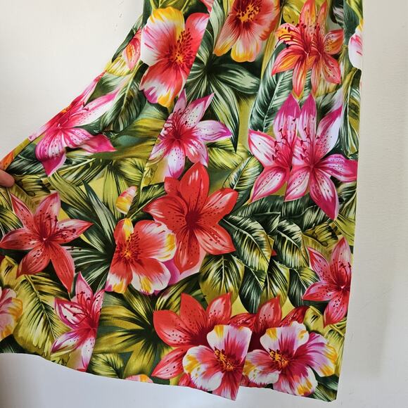 Vtg Sag Harbor Floral Faux Wrap Midi Dress Womens 8 Tropical Resort Beach Boho - Picture 3 of 7
